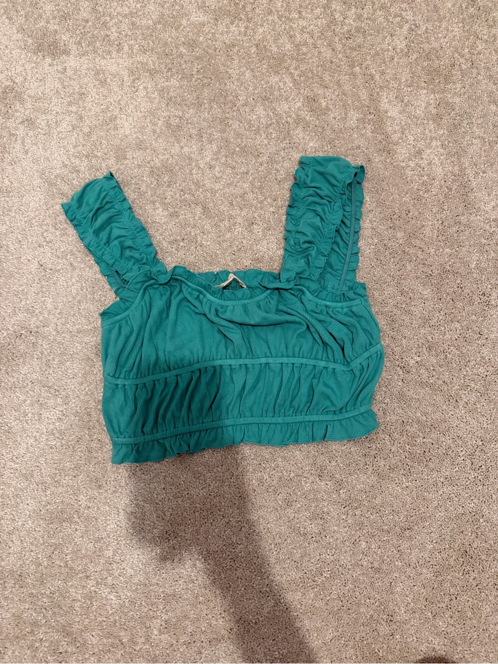 Dry Goods Teal Ruffle Crop Top